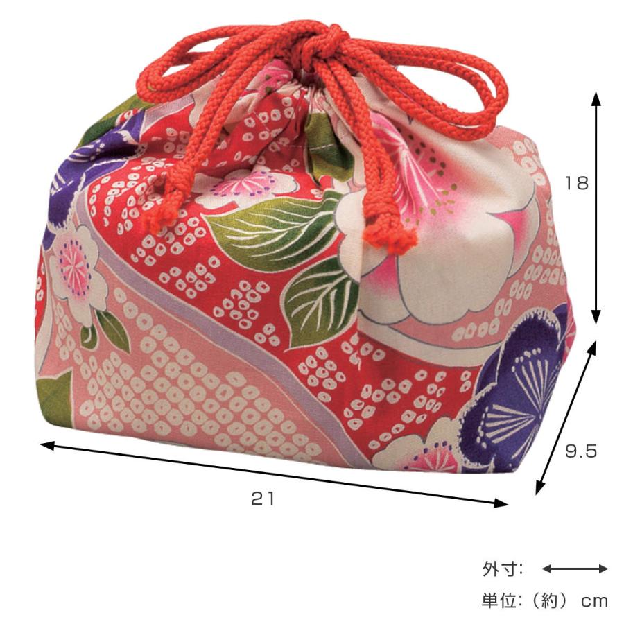 HAKOYA 巾着袋 細長 桜ピンク （ お弁当袋 和柄 和モダン 桜 巾着 弁当 