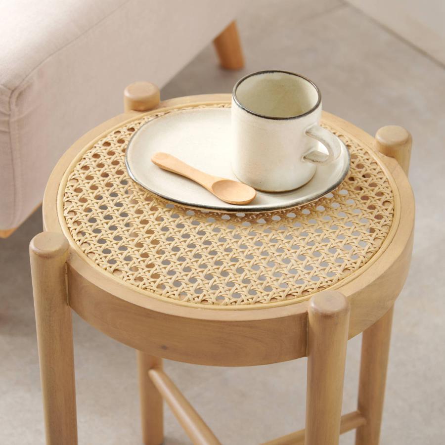 HAGiHARA（萩原） ラタン スツール 座面高41.5cm 天然木 かごめ編み