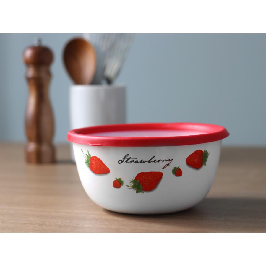 ミキシングボウル 18cm ストロベリーシリーズ 富士ホーロー （ Honey