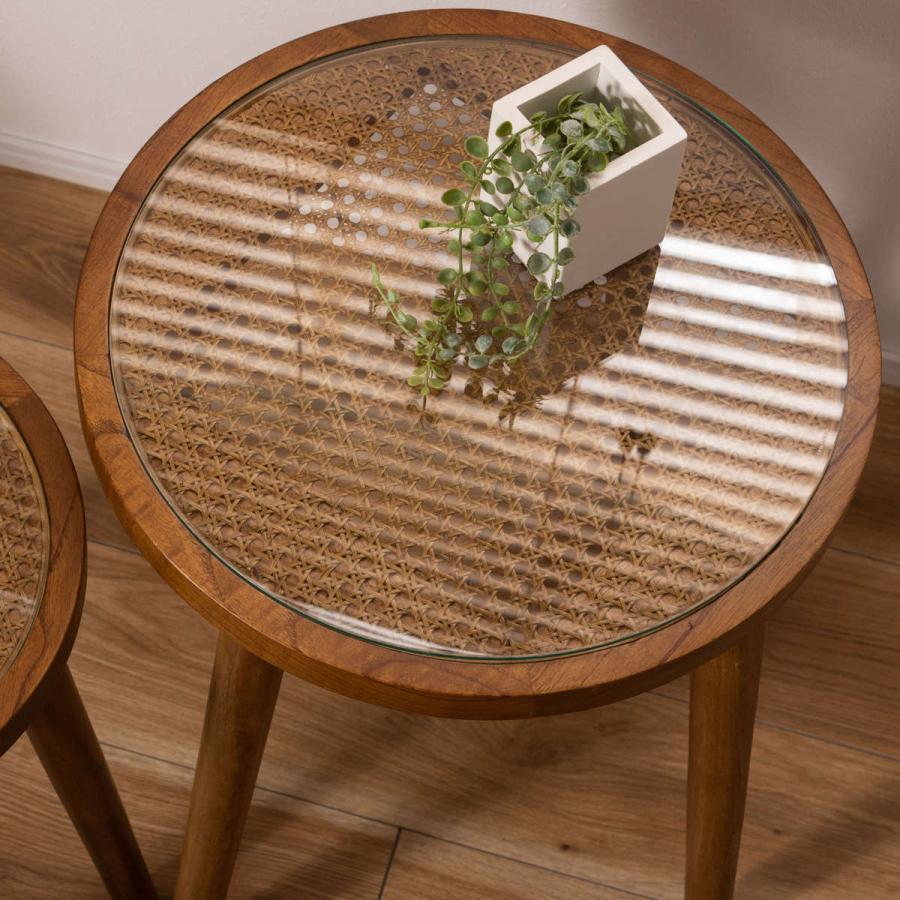 東谷 サイドテーブル Mサイズ 高さ50cm ラウンドガラステーブル