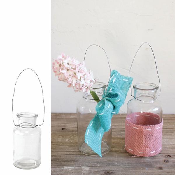 フラワーベース WIRE BOTTLE GLASS S （ 花瓶 ワイヤーボトル エアプランツ 花びん 花器 ベース ）｜colorfulbox