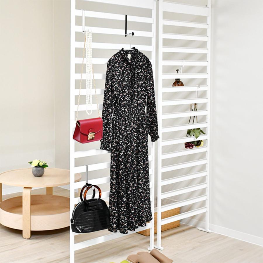 突っ張り ラダーラック 幅40cm フック付 間仕切り 日本製 （ つっぱり