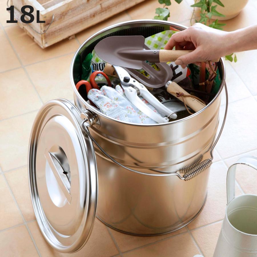 下村企販 バケツ ステンレス フタ付き 18L （ ばけつ ふた付き 桶  