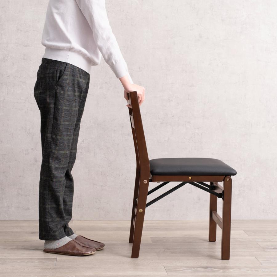 ダイニングチェア 折りたたみ 同色2脚セット 座面高43.5cm （ 座面