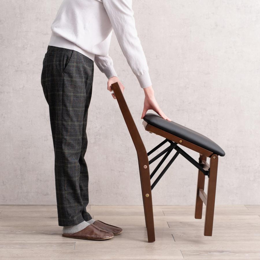 ダイニングチェア 折りたたみ 同色2脚セット 座面高43.5cm （ 座面