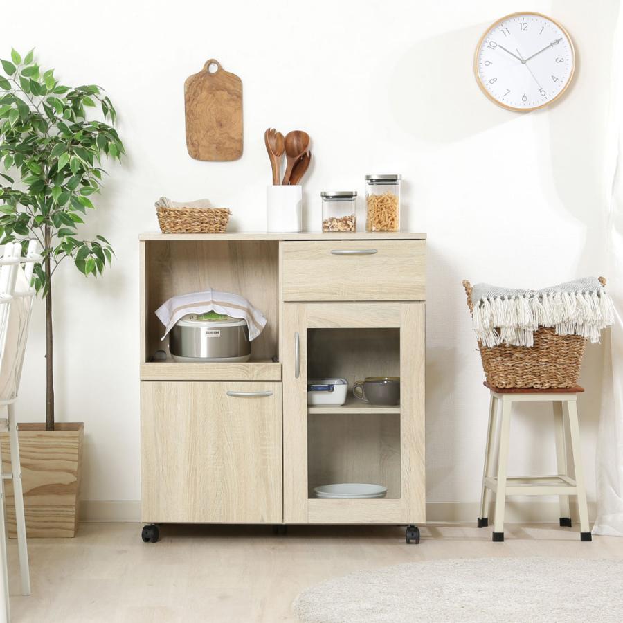 不二貿易（Fuji Boeki） キッチンワゴン 幅76.8cm 高さ84cm 木目調