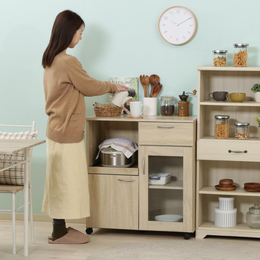 キッチンワゴンキャスター付きリビング棚 不二貿易（Fuji Boeki） キッチンワゴン 幅76.8cm 高さ84cm 木目調