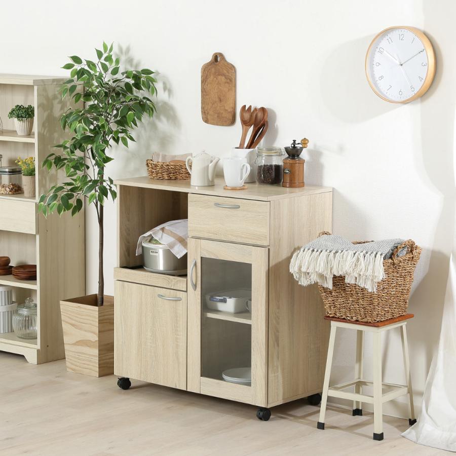 不二貿易（Fuji Boeki） キッチンワゴン 幅76.8cm 高さ84cm 木目調