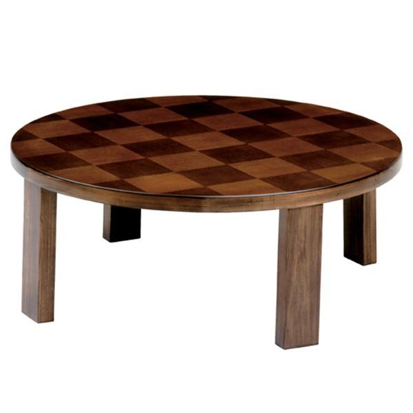 座卓　折れ脚　ローテーブル　木製　市松リング　直径105cm （ 折りたたみ ウォールナット 突板仕上げ 日本製 和風 円卓 ちゃぶ台 ）