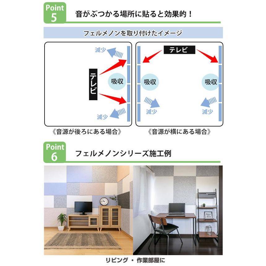 吸音材 吸音パネル フェルメノン 45度カット 40×40cm 吸音 防音 壁 （ パネル ボード 吸音ボード 簡単 騒音 ）｜colorfulbox｜05