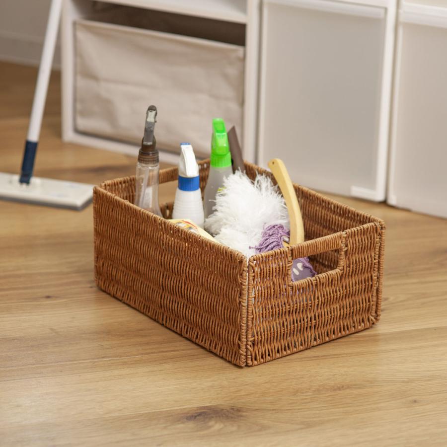 収納ボックス ペイル フェイク 柳 折り畳みバスケット M