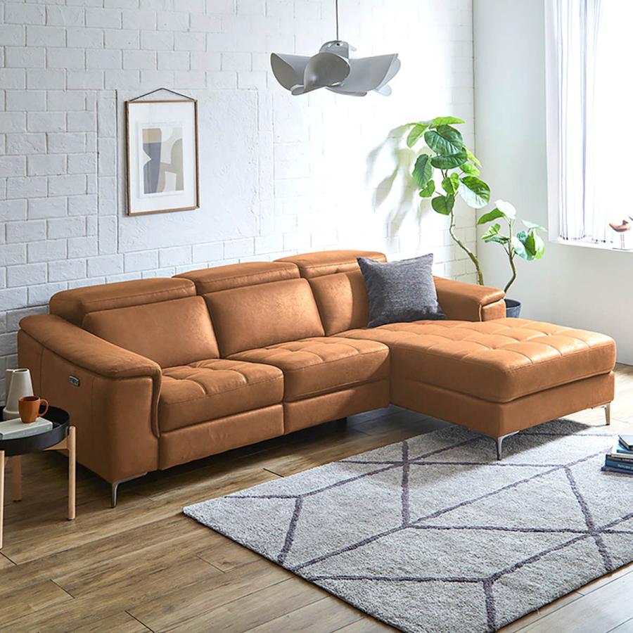 ホームテイスト カウチソファ 左カウチ 3人掛け 幅236cm 電動