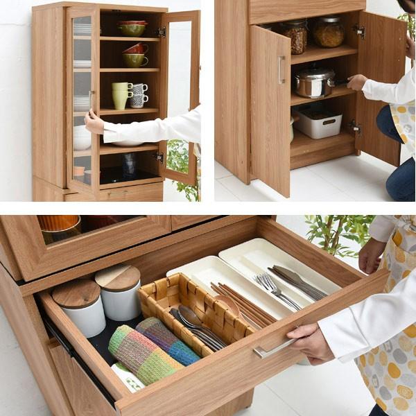 食器棚 幅60.5cm カップボード 扉付 北欧風 Keittio （ 食器 収納