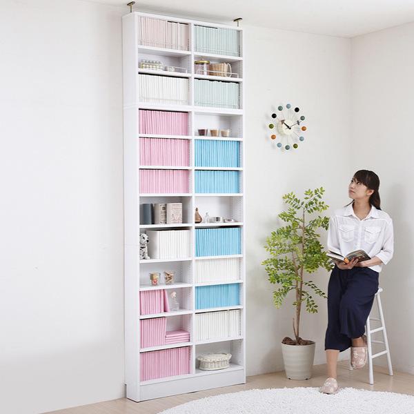 本棚 幅81cm 上置きセット 1cmピッチ ブックシェルフ スリム 薄型