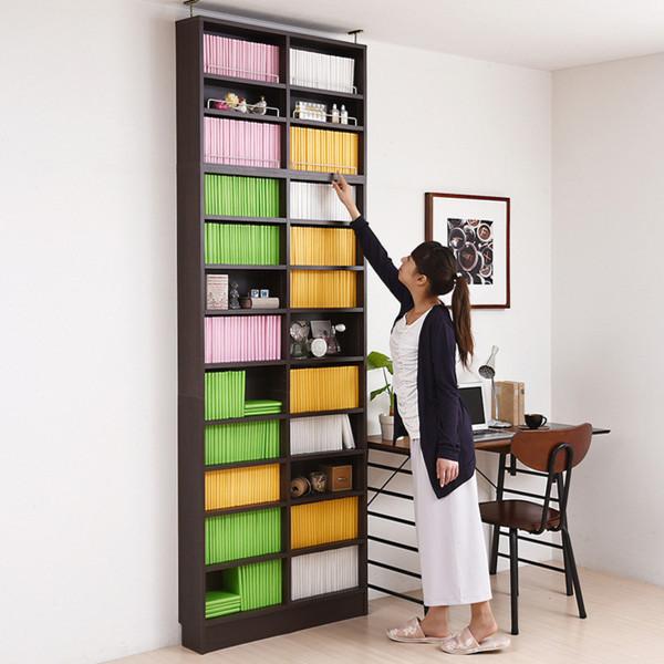 本棚 幅81cm 上置きセット 1cmピッチ ブックシェルフ スリム 薄型