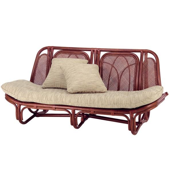 籐　カウチソファ　ラタン製　マホガニーブラウン　幅163cm （ アジアン家具 籐家具 ソファ ソファー ）