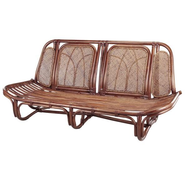 籐　カウチソファ　ラタン製　マホガニーブラウン　幅163cm （ アジアン家具 籐家具 ソファ ソファー ） 家具、インテリア ソファ、ソファベッド