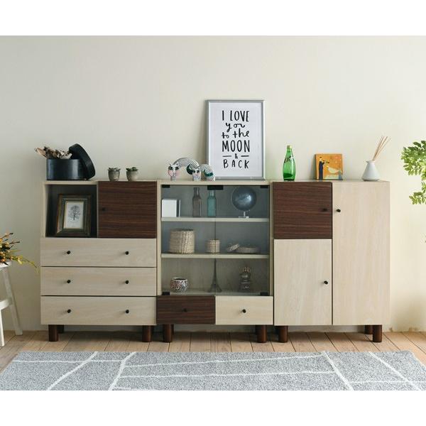 キャビネット 開き戸 幅60cm ツートーン 積み重ね対応 （ サイドボード