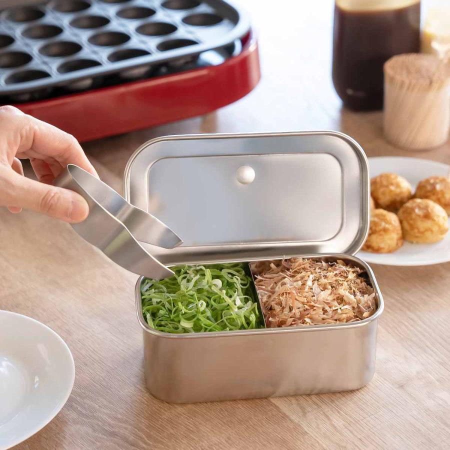 ステンレス製収納容器 セット 保存容器 18-8プレス ヤクミ入れ 2つ仕切り （ 薬味入れ ステンレス 蓋