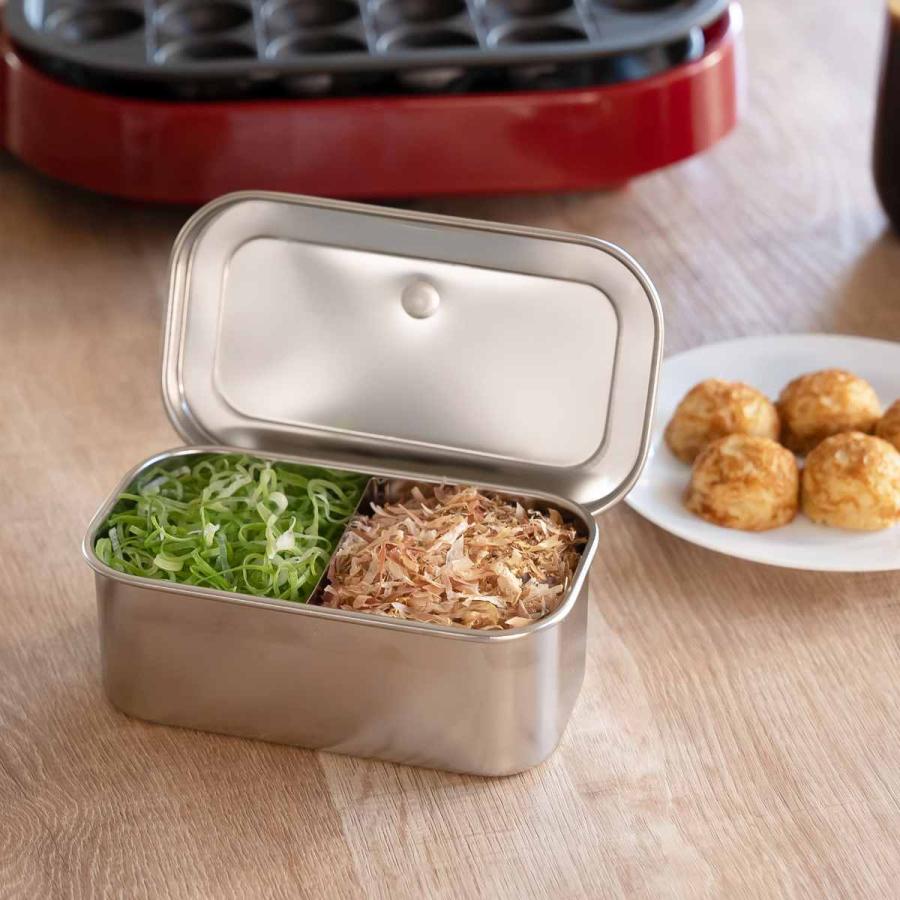保存容器 18-8プレス ヤクミ入れ 2つ仕切り （ 薬味入れ ステンレス 蓋