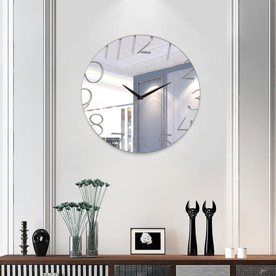 ミラー家具 掛け時計 シルバー ウォールクロック A