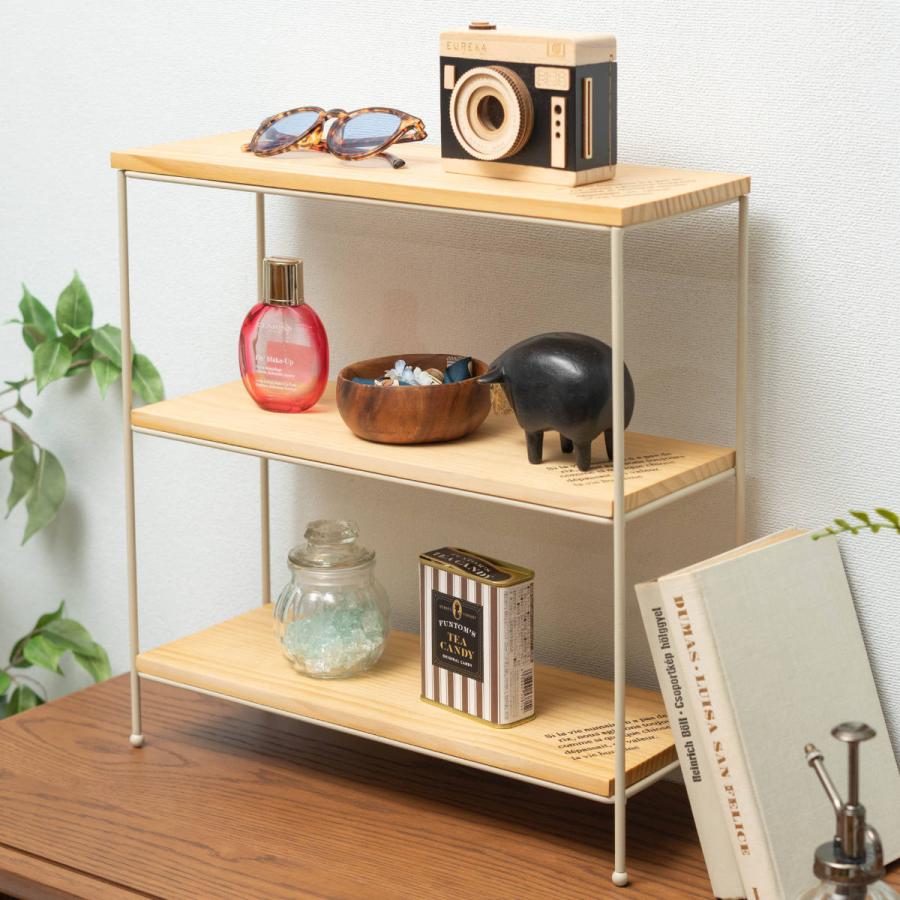 3段棚テーブル 東谷 オープンラック 幅40cm 3段 パイン材 完成品 天然木 （ ラック 棚