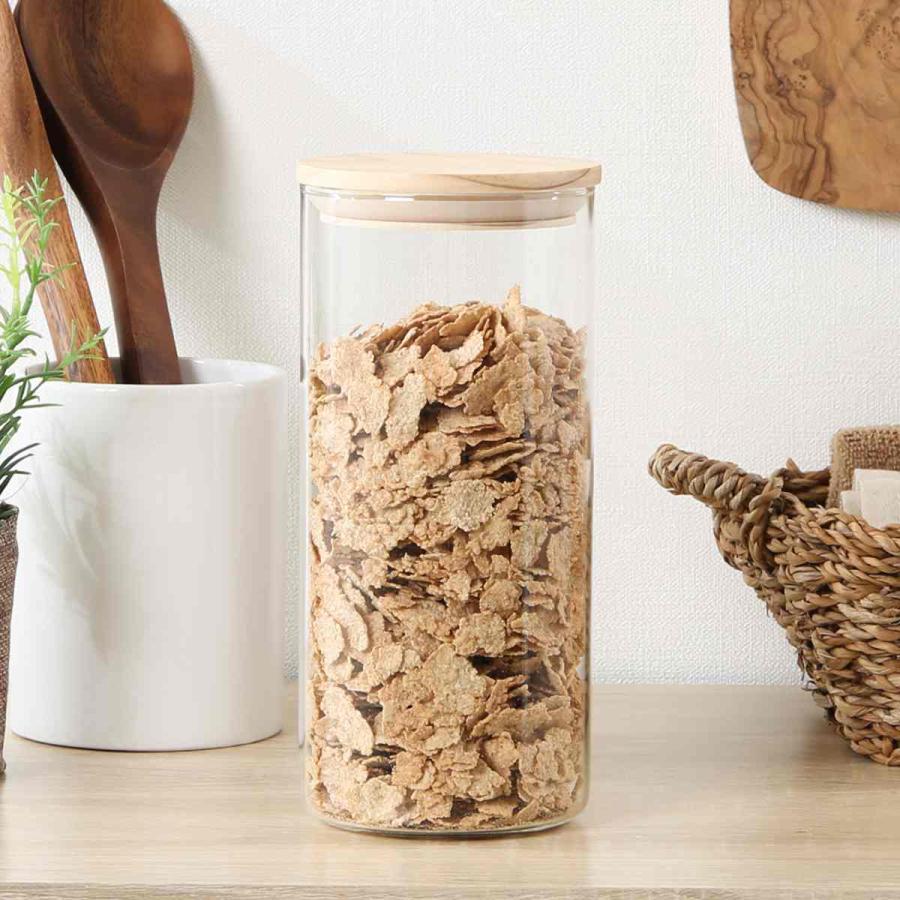 不二貿易 保存容器 1.3L 木蓋耐熱キャニスター （ ガラス 耐熱