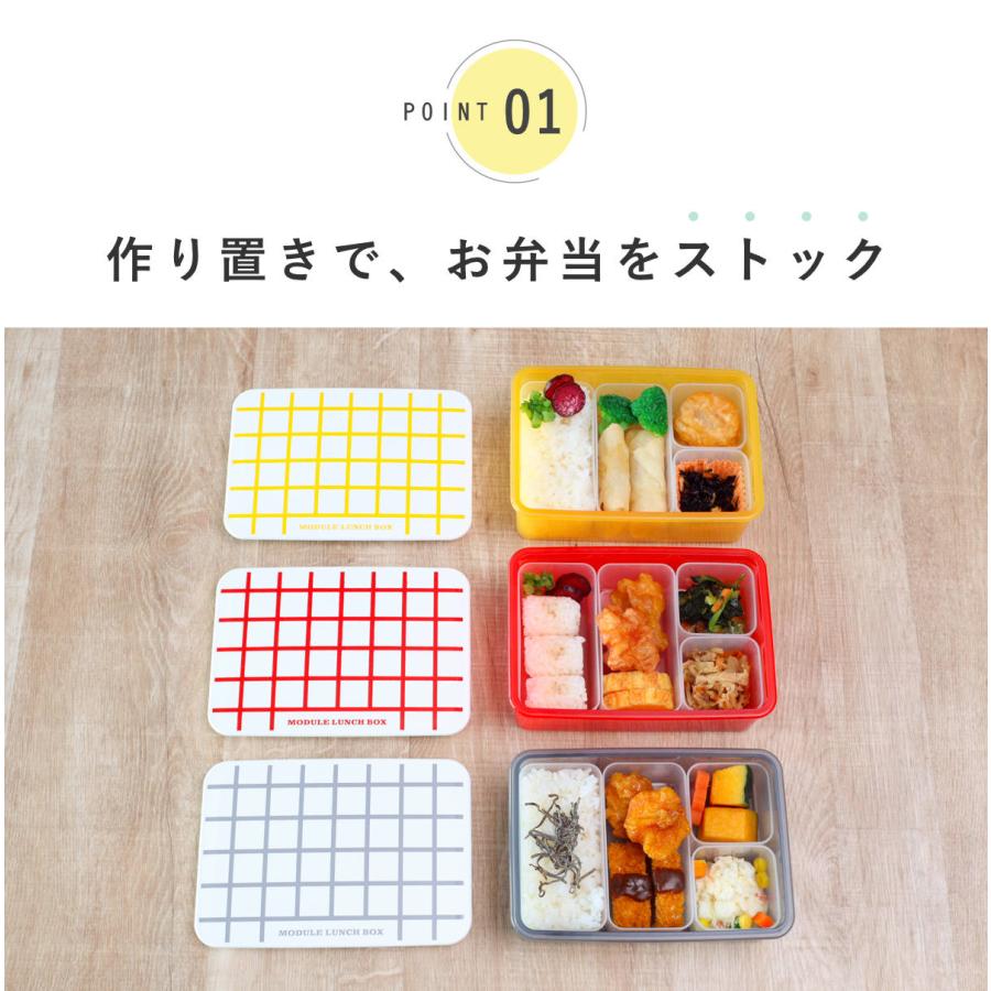弁当箱 冷凍 1段 600ml MODULE ランチ L グリッド （ お弁当箱 レンジ
