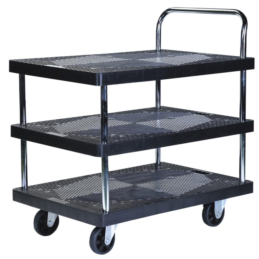 台車 樹脂製台車 ワイド 3段 静音 300kg （ 丈夫 運搬 荷物 耐荷重