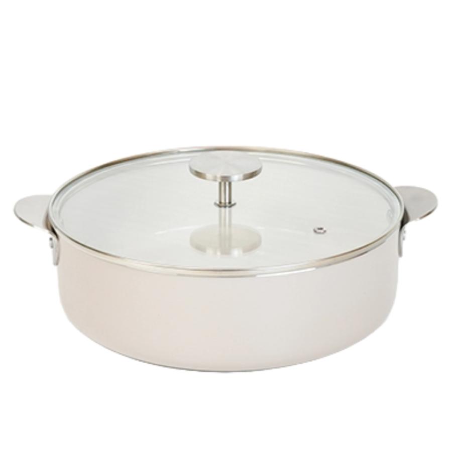 STAUB 両手鍋 26cm ホワイト 和平フレイズ 両手鍋 26cm IH対応 内面セラミック加工 テーブルポット