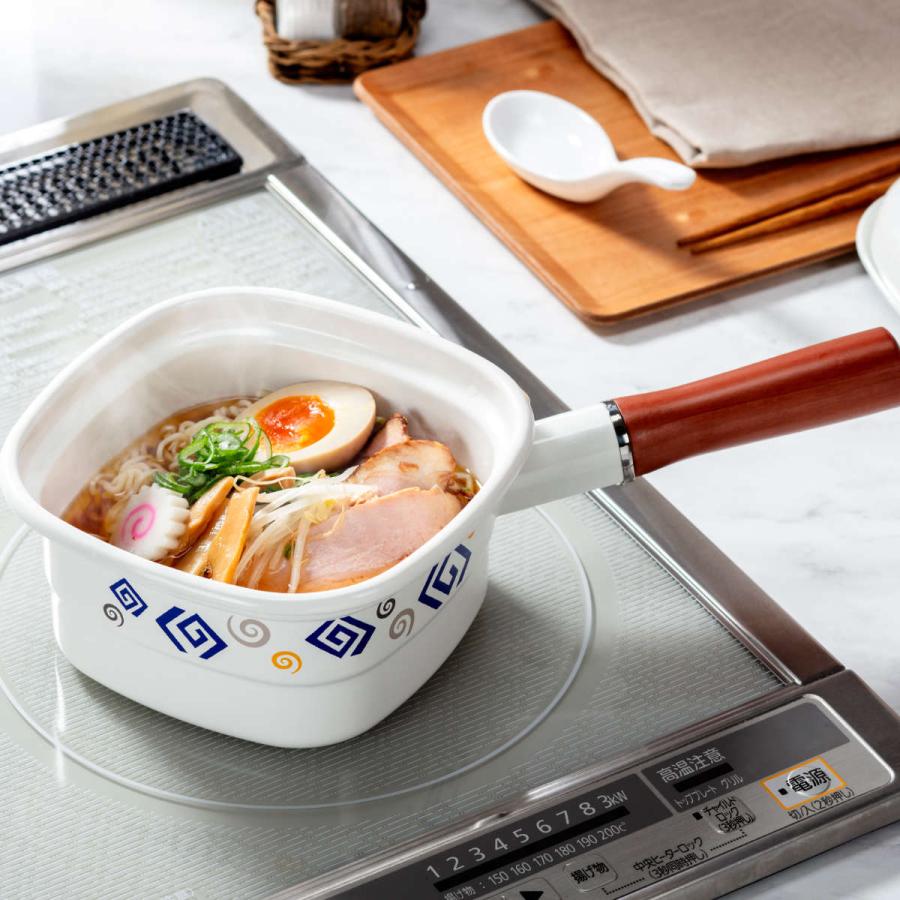 高木金属工業 角型片手鍋 14cm IH対応 ホーロー製 四角いお鍋 麺 高木金属工業 角型片手鍋 14cm IH対応 ホーロー製 四角いお鍋 麺
