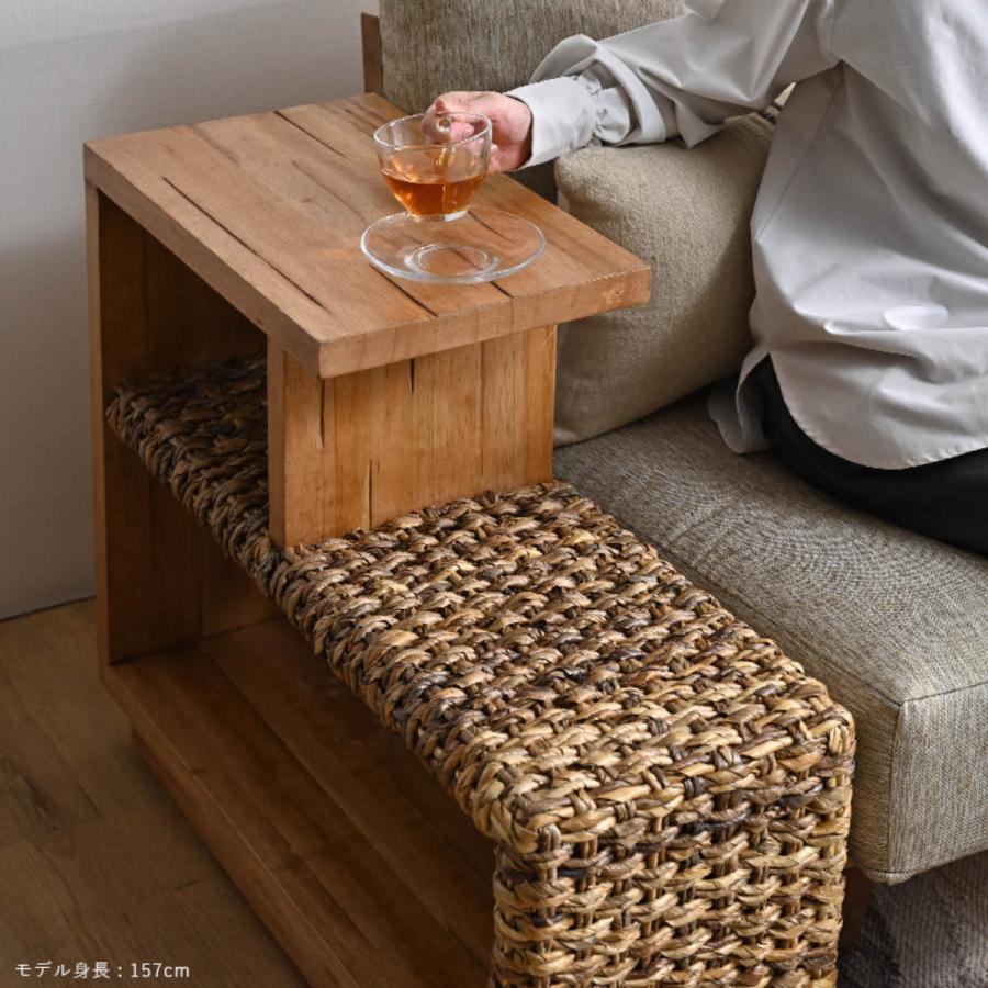 サイドテーブル 幅76cm バナナリーフ 天然木 OHANA （ ラタンテーブル