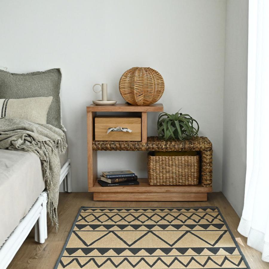 サイドテーブル 幅76cm バナナリーフ 天然木 OHANA （ ラタンテーブル