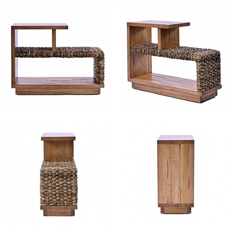 サイドテーブル 幅76cm バナナリーフ 天然木 OHANA （ ラタンテーブル