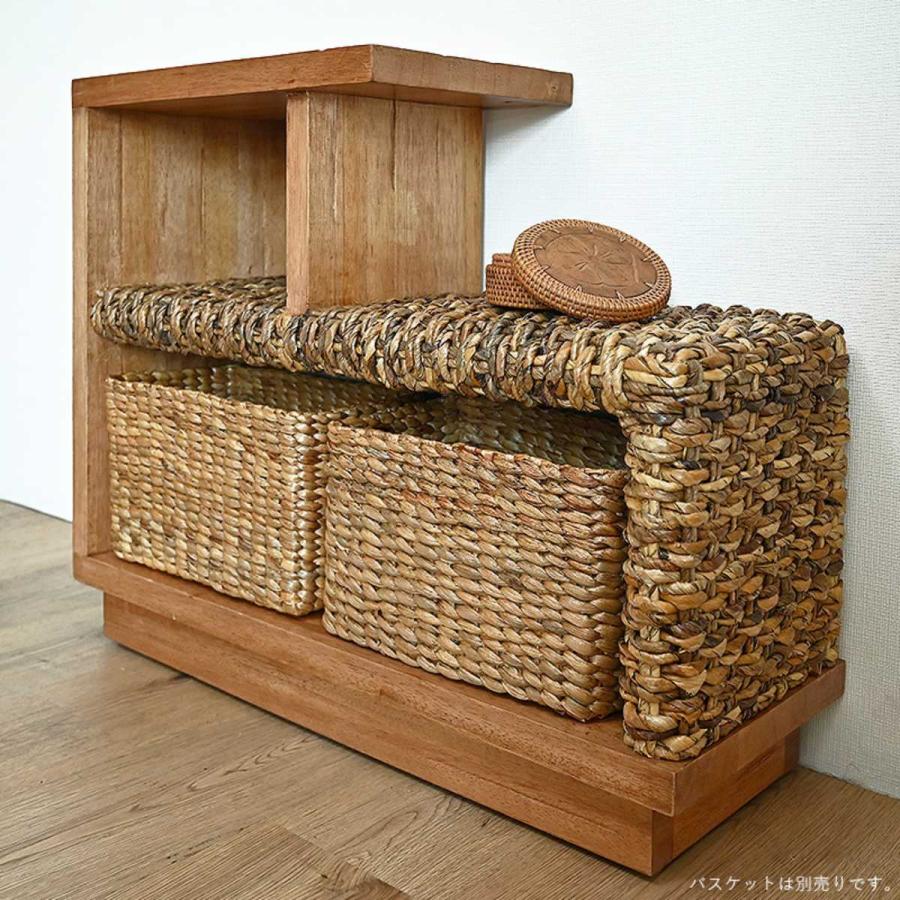 サイドテーブル 幅76cm バナナリーフ 天然木 OHANA （ ラタンテーブル