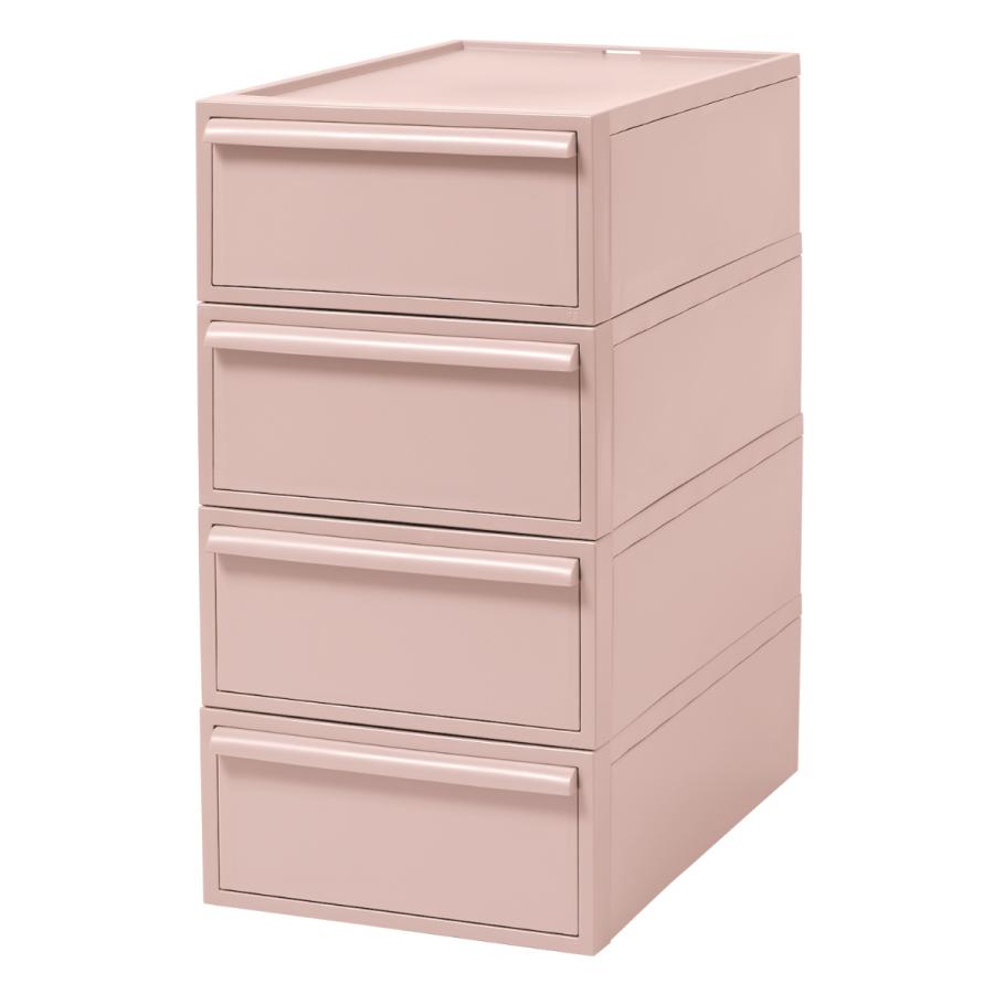 吉川国工業所 収納ケース ピンク 同色4個組 引き出し S 幅32×奥行52×高