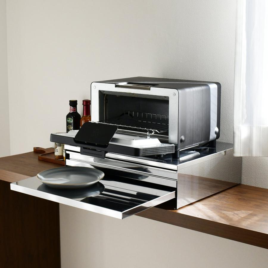 レンジラック 角皿が入るステンレス製レンジ下収納 幅45cm （ ラック