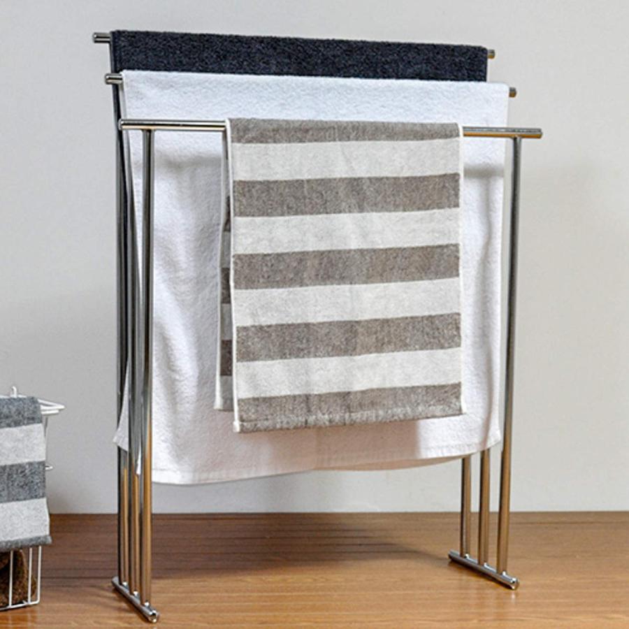 タオルハンガー ステンレス 3連 （ バスタオルハンガー 3段 タオル  