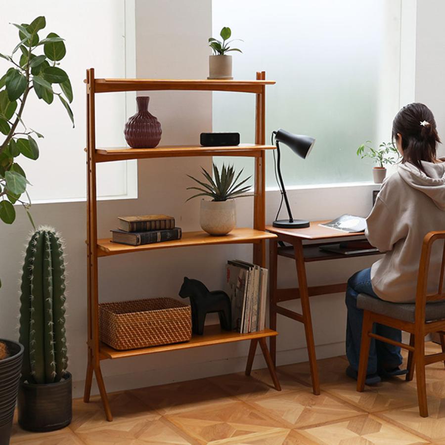 ディスプレイシェルフ 幅84.5cm 4段 可動棚 天然木 OAKER （ シェルフ