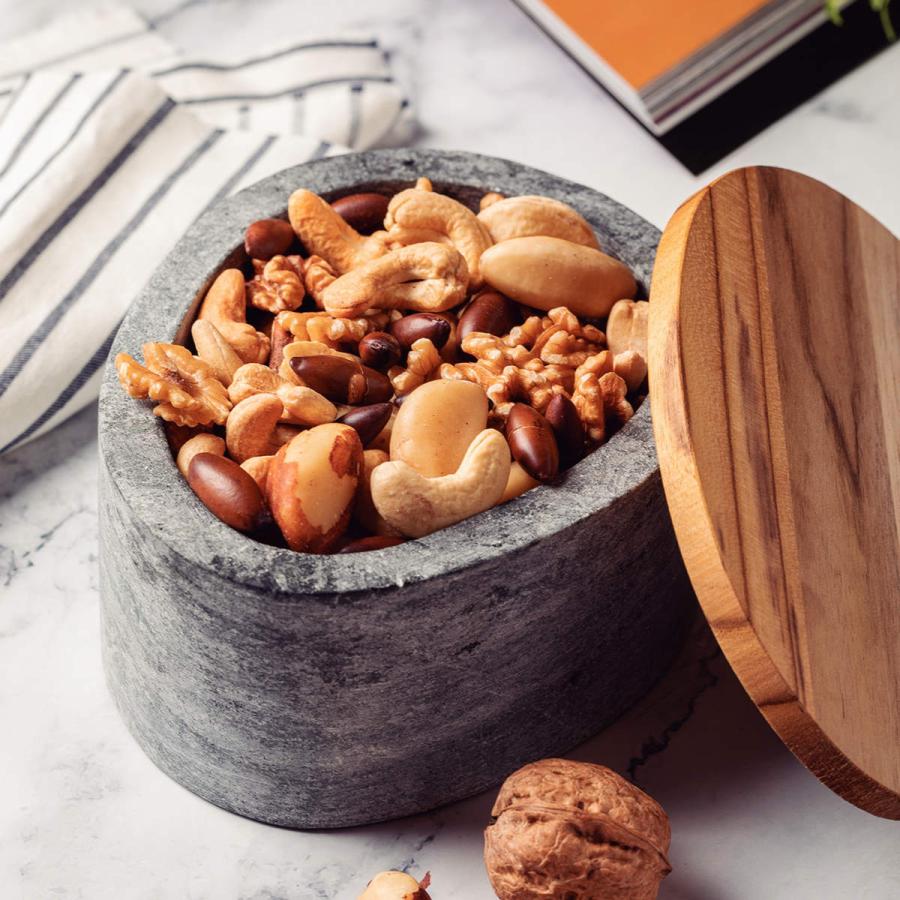 TRAMONTINA（トラモンティーナ） 石皿 フタ付き 16cm 石製 木製