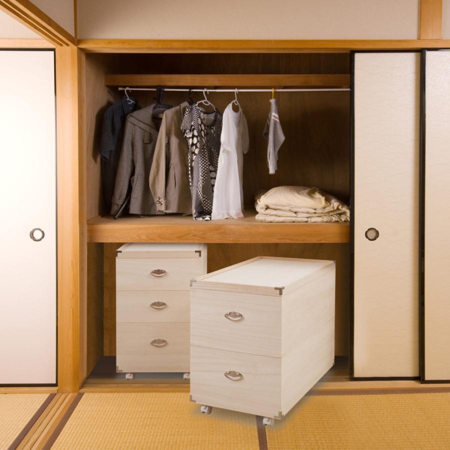 桐 ひな人形ケース 幅42cm 2段 キャスター付 日本製 完成品 （ 収納