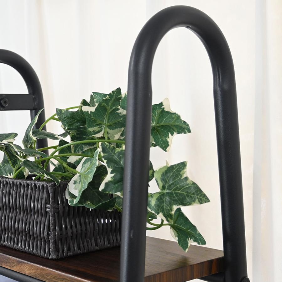 フクダクラフト ハンガーラック 幅109cm 棚付き スチールフレーム 木板