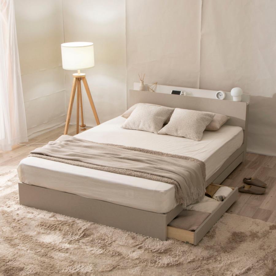 セミダブル 木製ベッドフレーム 2口コンセント付き IRIS OHYAMA（アイリスオーヤマ） ベッド セミダブル フレーム 2口