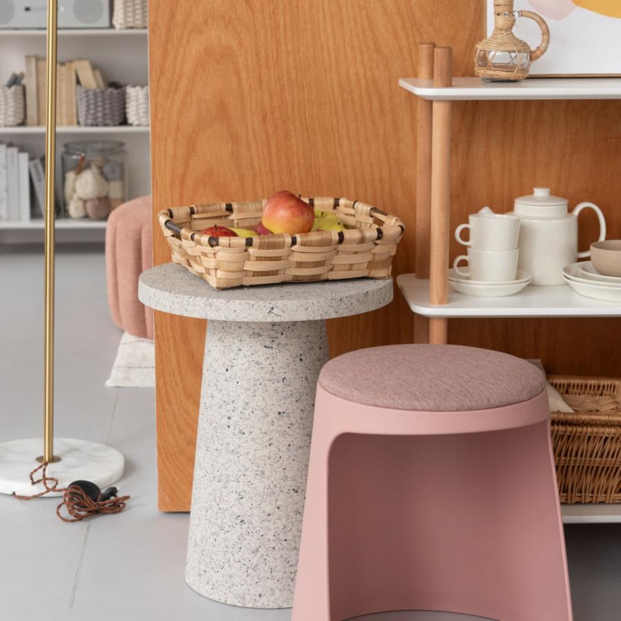 東谷 サイドテーブル 円型 直径40cm 高さ50cm テラゾー柄 （ ストーン