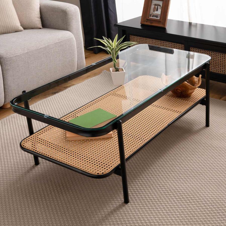 LOWYA ラタン ガラス天板 リビングテーブル センターテーブル LOWYA ラタン ガラス天板 リビングテーブル センターテーブル LOWYA