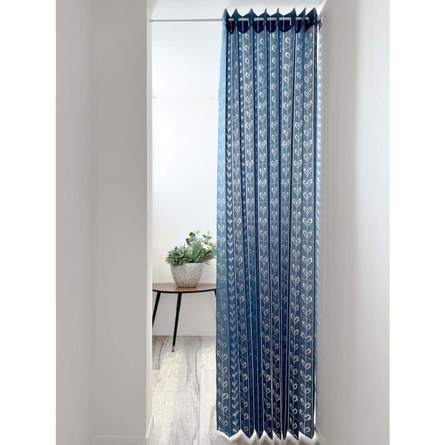 英国Vintage　カットワーク　ペアカーテン　間仕切りカーテン アコーディオンカーテン リーフ柄 フリーカット 150×250cm （ 間仕切り