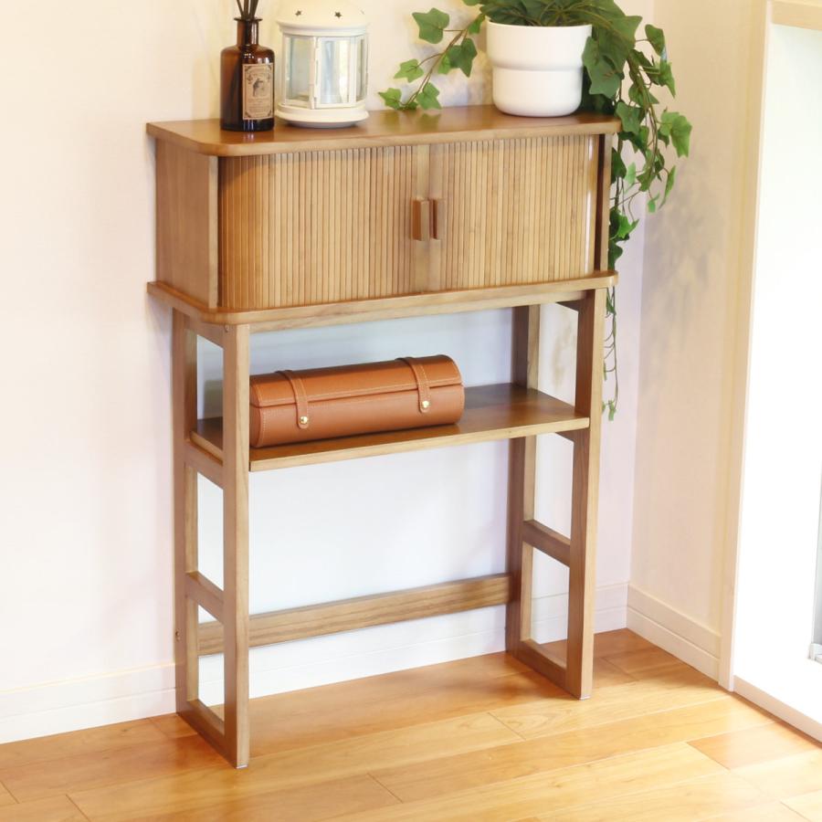 OSMAC コンソールテーブル 幅60cm ジャバラ扉収納 可動棚付