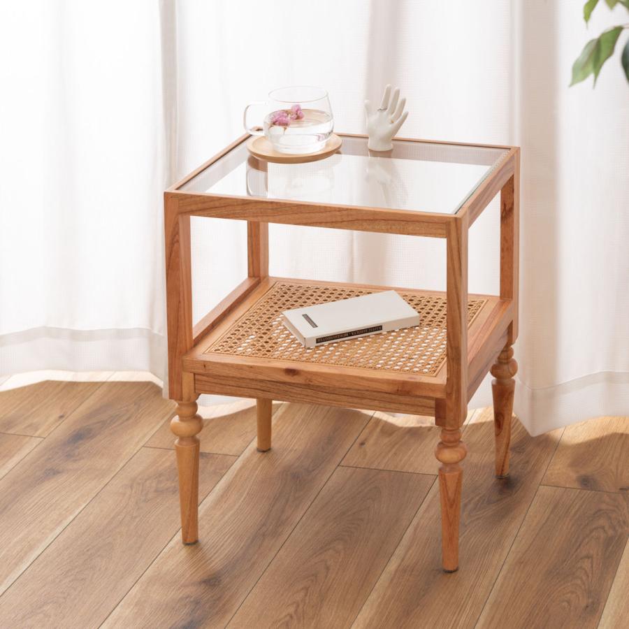 東谷 ミニシェルフ 幅40cm 1段 天然木 ろくろ脚 ラタン 完成品