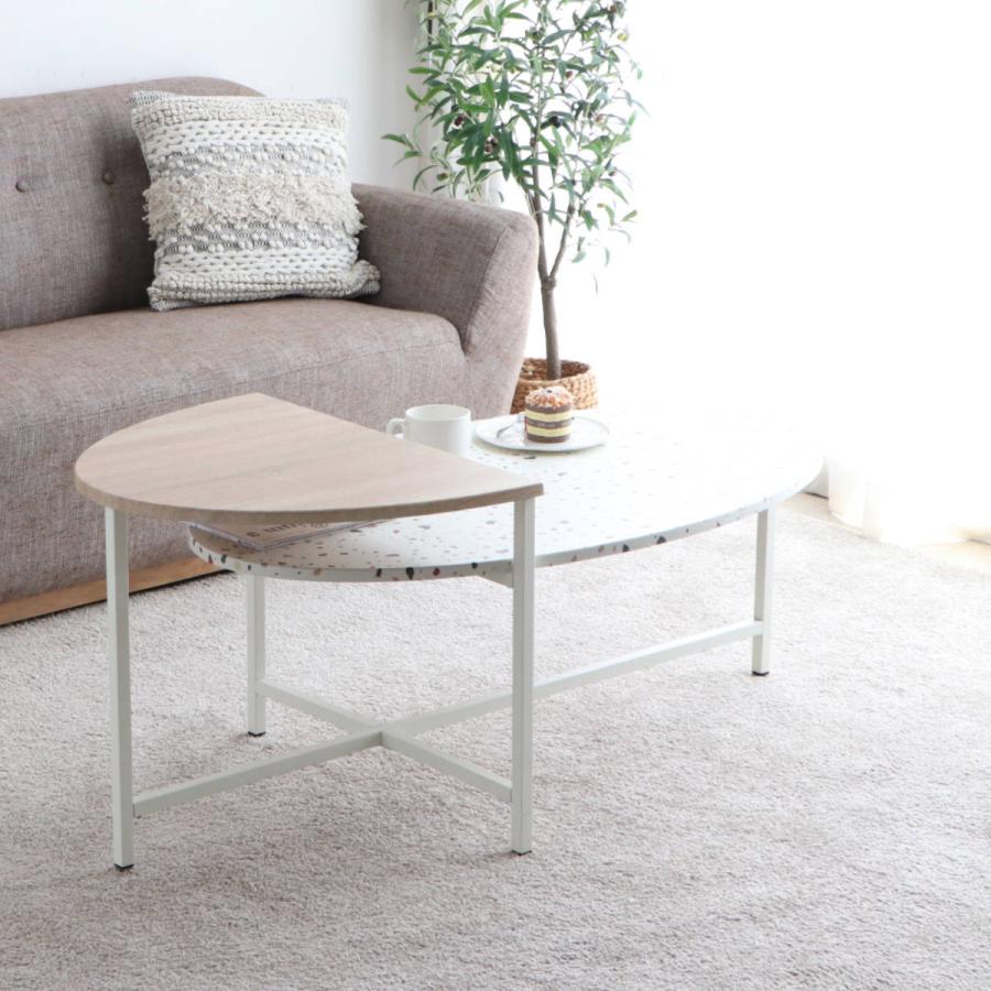 楕円形2段センターテーブル中棚板付き リビングローテーブル 楽天市場