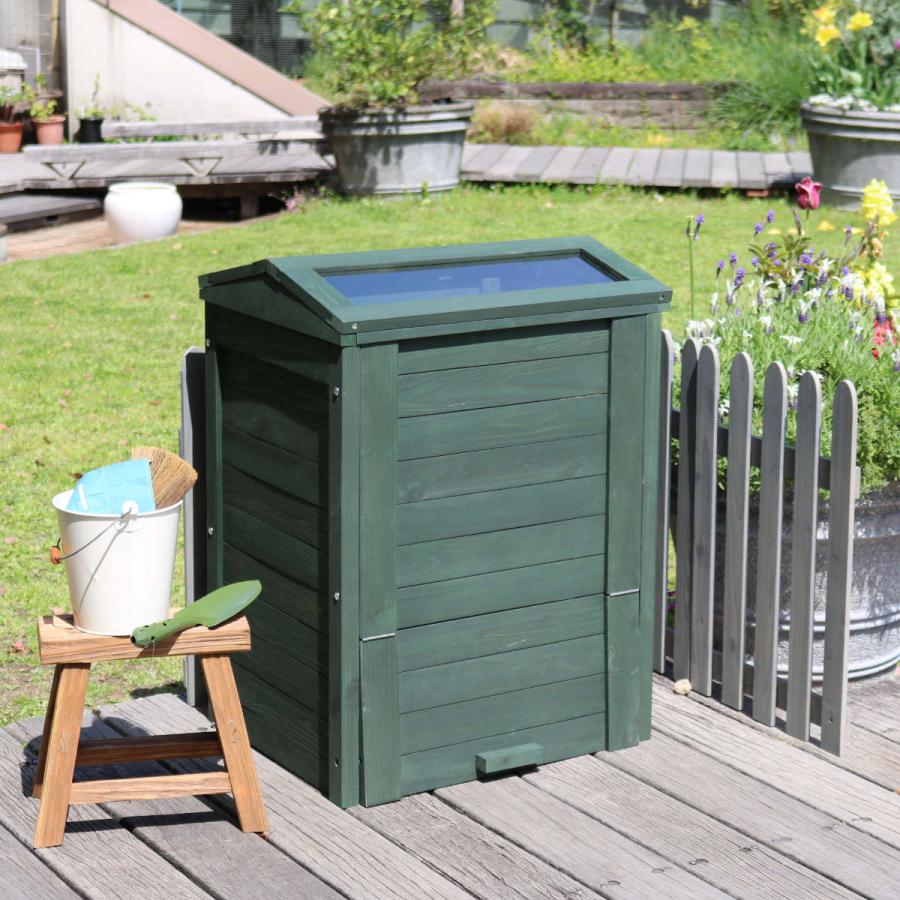 コンポスト 木製窓付コンポスト 90L OWN オウン （ ゴミ箱 生ごみ 堆肥